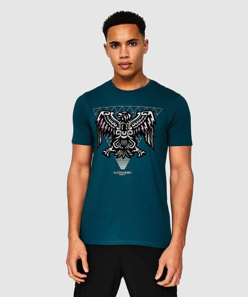 Alessandro Zavetti Aztec Beam T-Shirt Teal