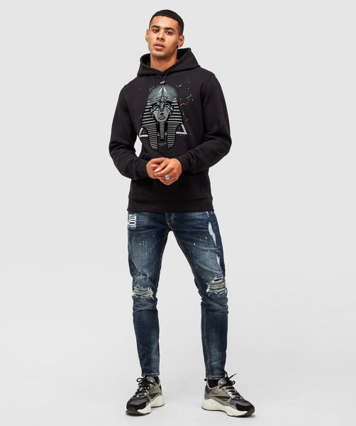 Alessandro Zavetti Jet Black Pharaoh Splatter Overhead Hoodie