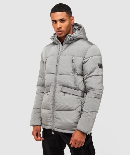 Pebble Grey Alessandro Zavetti Minivo Ripstop Puffer Jacket