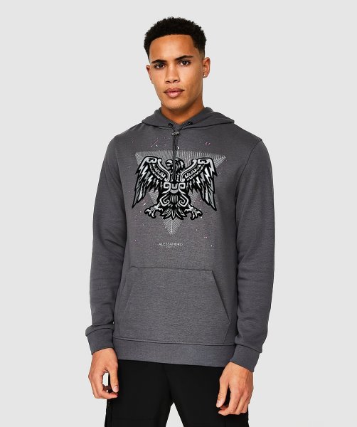 Aztec Pyramid Overhead Hoodie Alessandro Zavetti Magnet Grey