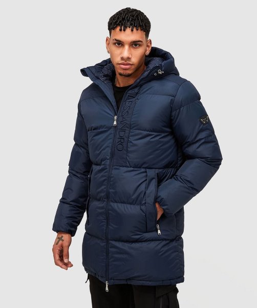 Torno Longline Puffer Jacket Navy Alessandro Zavetti
