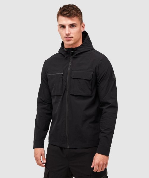 Marcello Cargo Hooded Overshirt Jet Black Alessandro Zavetti
