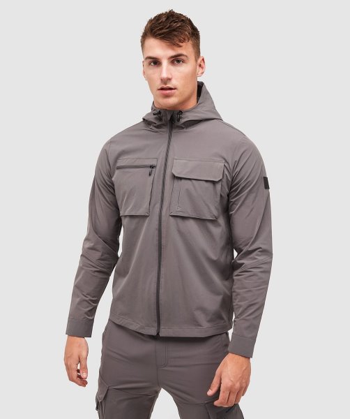 Charcoal Marcello Cargo Hooded Overshirt Alessandro Zavetti