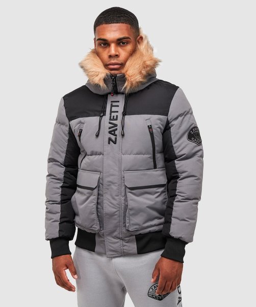Alessandro Zavetti Seton Bomber Puffer Jacket Grey