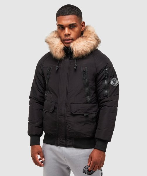 Black Carrick Puffer Bomber Jacket Alessandro Zavetti