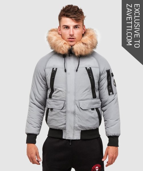 Grey Alessandro Zavetti Carrick Puffer Bomber Jacket