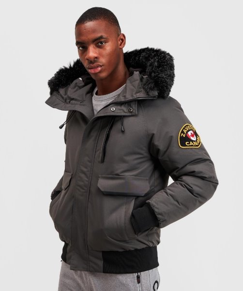 Abelli Tech Fur Hooded Bomber Jacket Alessandro Zavetti GREY