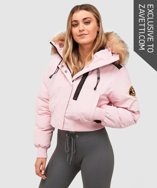 Pink Womens Gabellia Crop Bomber Jacket Alessandro Zavetti